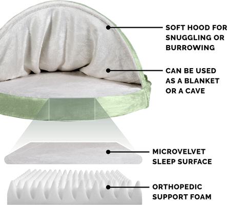 Show full view: FurHaven Microvelvet Snuggery Orthopedic Cat & Dog Bed with Removable Cover, Sage, 35-in slide 5 of 12