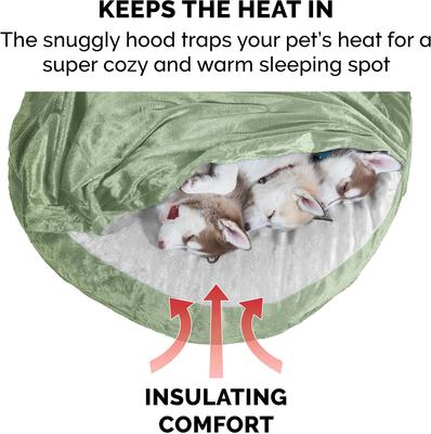 Show full view: FurHaven Microvelvet Snuggery Orthopedic Cat & Dog Bed with Removable Cover, Sage, 35-in slide 6 of 12