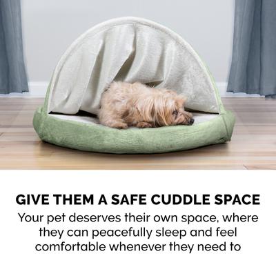 Show full view: FurHaven Microvelvet Snuggery Orthopedic Cat & Dog Bed with Removable Cover, Sage, 35-in slide 8 of 12