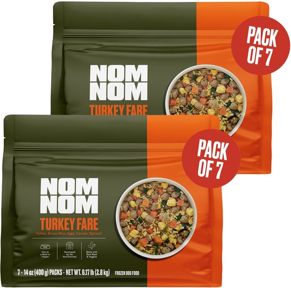 Nom Nom Freshly Made Frozen Turkey Fare Dog Food 14 oz pouch case of 7