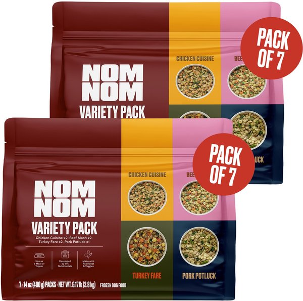 Nom Nom Freshly Made Frozen Sampler Pack Dog Food 7.9 oz pouch case of 7