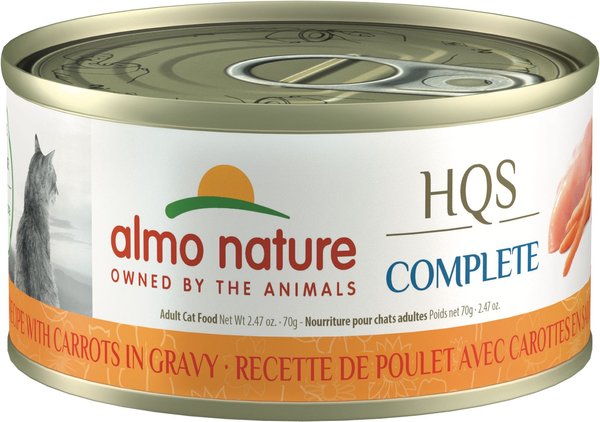 Almo Nature HQS Complete Chicken Recipe with Carrots Grain-Free Canned Cat Food, 2.47-oz, case of 12 slide 1 of 9