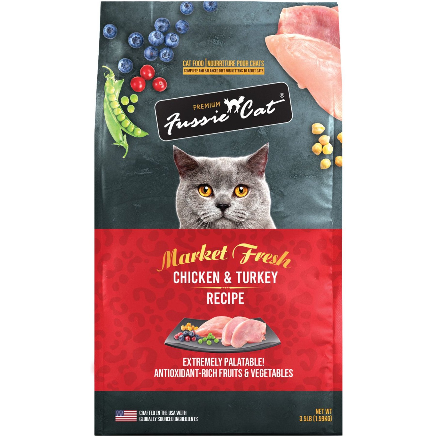 Out of Stock FUSSIE CAT Market Fresh Chicken Turkey Recipe Grain Free Dry Cat Food 4 lb bag Chewy