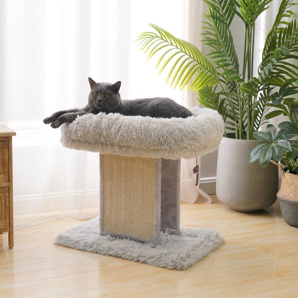 Catry Scratching Perch & Toy-Light Perch 19-in Polyester Cat Tree, Grey, Medium