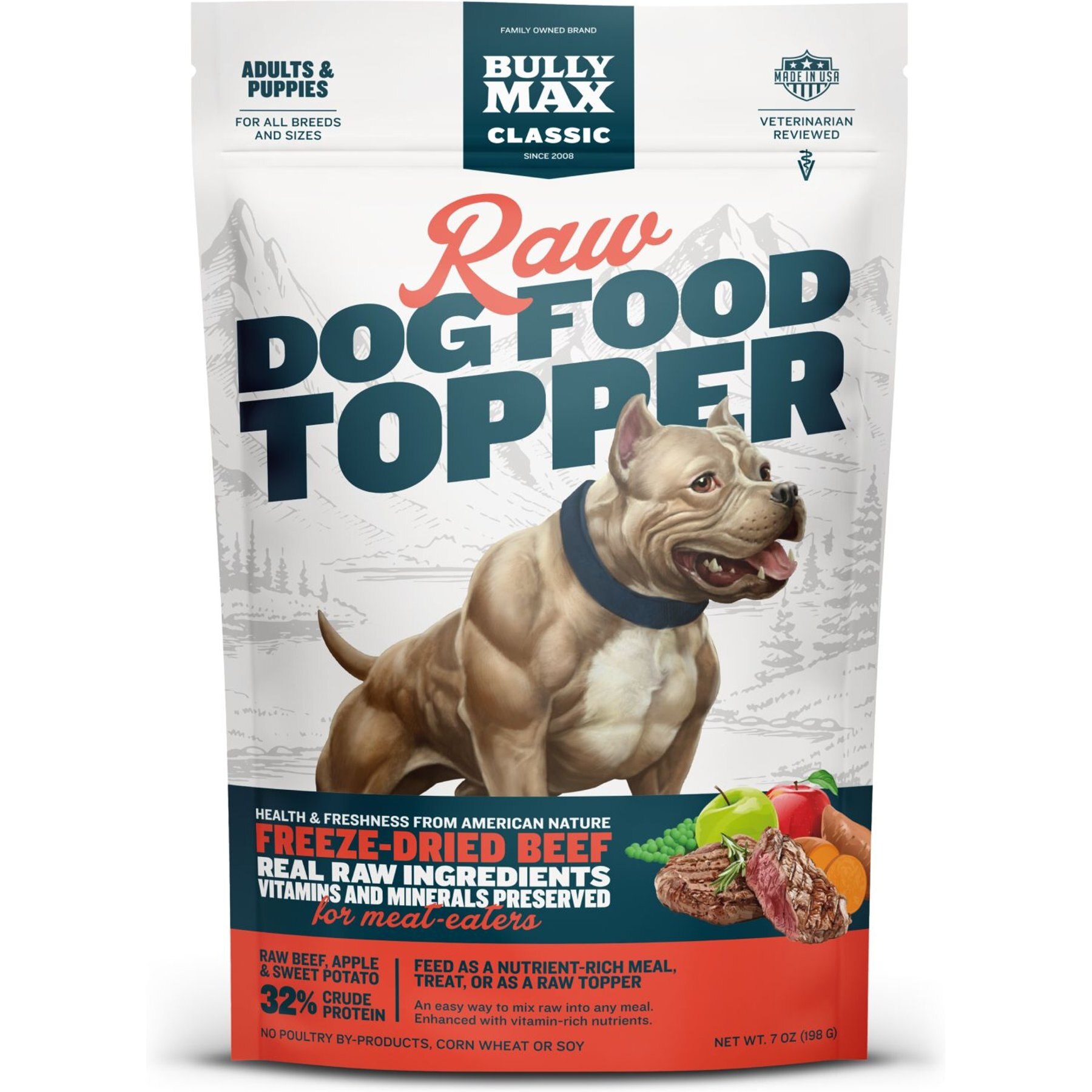 BULLY MAX Beef High Protein Freeze Dried Raw Dog Food Topper 7 oz pouch Chewy