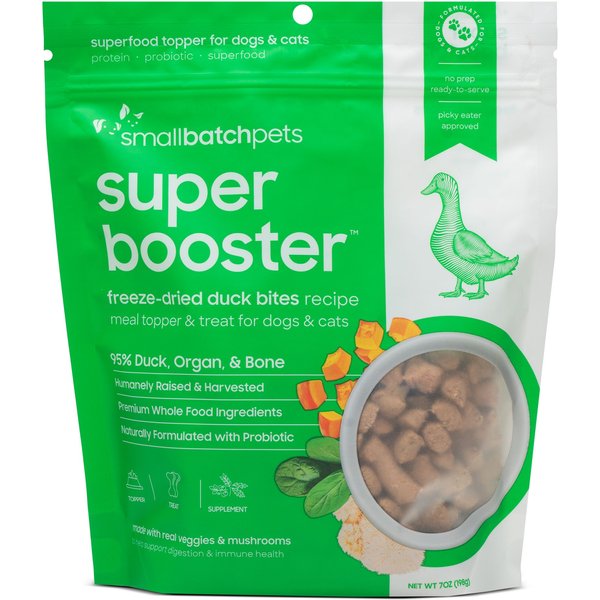 Smallbatch Pets Super Booster Duck Bites Grain-Free Adult Freeze-Dried Dog & Cat Treats, 7-oz bag
