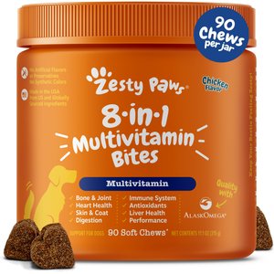 Zesty Paws Multivitamin 8 - 1 Bites Chicken Flavored Soft Chews for Dogs, 90 count
