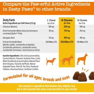 Zesty Paws Allergy & Immune Bites Lamb Flavored Soft Chews Allergies, Immune, & Gut Support Supplement for Dogs, 90 count