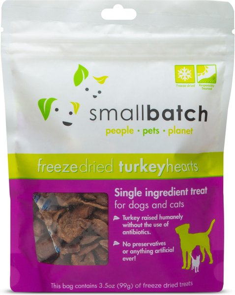 Smallbatch Pets Turkey Hearts Grain-Free Adult Freeze-Dried Dog & Cat Treats, 3.5-oz bag