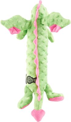 Show full view: GoDog Dragons Skinny Chew Guard Squeaky Plush Dog Toy, Green, Large slide 3 of 8