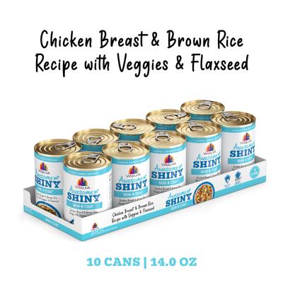 Show full view: Weruva Awesome Shiny, Chicken Breast & Brown Rice Recipe with Veggies & Flaxseed Adult Gluten-Free Shredded Canned Wet Dog Food, 14-oz can, case of 10 slide 3 of 12