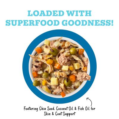 Show full view: Weruva Awesome Shiny, Chicken Breast & Brown Rice Recipe with Veggies & Flaxseed Adult Gluten-Free Shredded Canned Wet Dog Food, 14-oz can, case of 10 slide 4 of 12