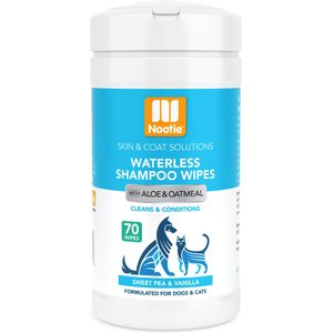 Nootie Sweet Pea & Vanilla Dog & Cat Waterless Shampoo Wipes, 70 count
