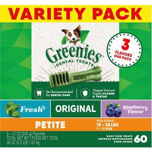 Greenies Variety Pack Petite Dental Dog Treats, 60 count