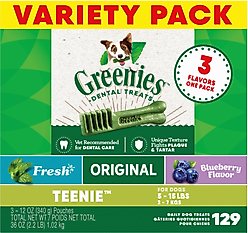 Greenies Variety Pack Teenie Dental Dog Treats, 129 count
