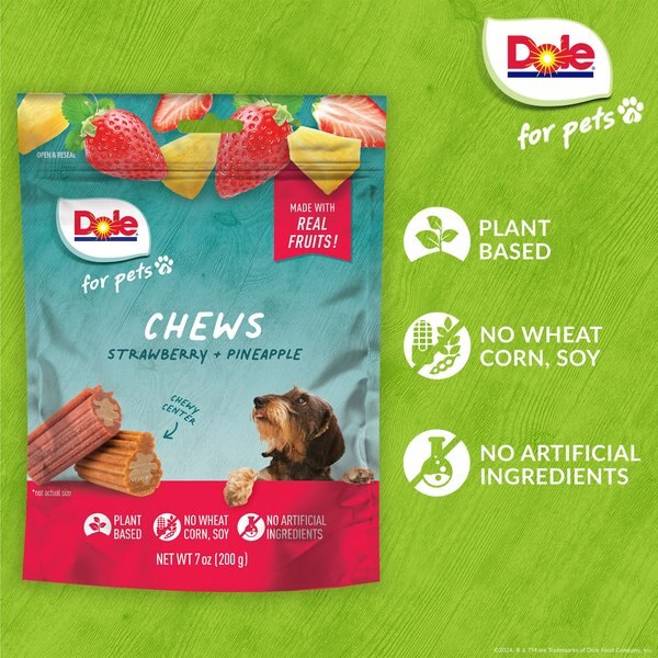 Dole Strawberry + Pinapple Soft & Chewy Dog Treats, 7-oz bag