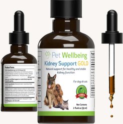 Pet Wellbeing Kidney Support GOLD Bacon Flavored Liquid Kidney Supplement for Dogs & Cats, 2-oz bottle slide 2 of 9