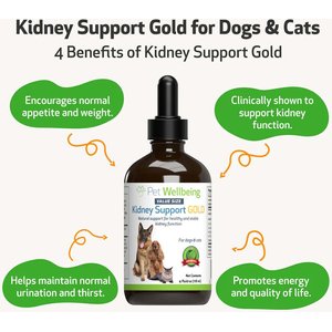 Pet Wellbeing Kidney Support GOLD Bacon Flavored Liquid Kidney Supplement for Dogs & Cats, 2-oz bottle