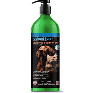 Iceland Pure Pet Products Unscented Pharmaceutical Grade Salmon Oil Liquid Dog & Cat Supplement, 17-oz bottle