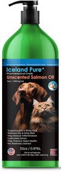 Iceland Pure Pet Products Unscented Pharmaceutical Grade Salmon Oil Liquid Dog & Cat Supplement, 33-oz bottle