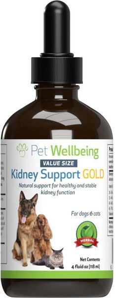 Pet Wellbeing Kidney Support GOLD Bacon Flavored Liquid Kidney Supplement for Dogs & Cats, 4-oz bottle slide 1 of 5