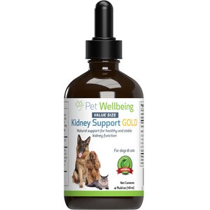 Pet Wellbeing Kidney Support GOLD Bacon Flavored Liquid Kidney Supplement for Dogs & Cats, 4-oz bottle