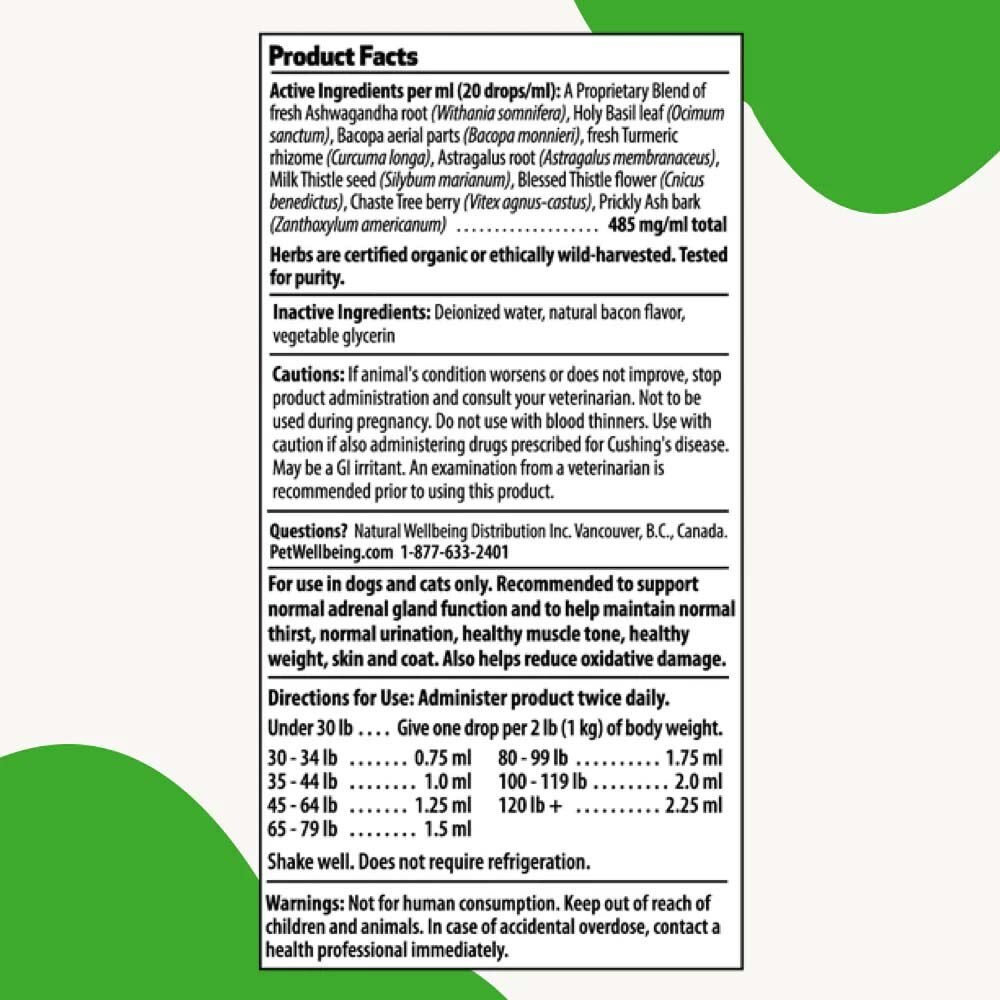 PET WELLBEING Adrenal Harmony Gold Bacon Flavored Liquid Supplement for