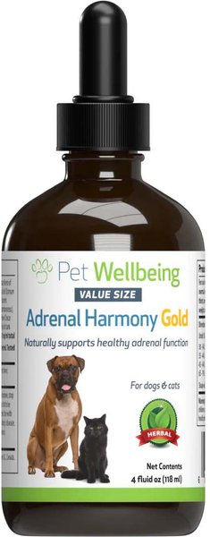Pet Wellbeing Adrenal Harmony Gold Bacon Flavored Liquid Hormonal Supplement for Dogs & Cats, 4-oz bottle slide 1 of 9