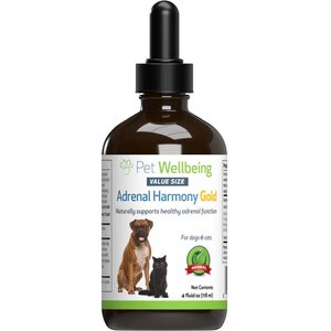 Pet Wellbeing Adrenal Harmony Gold Bacon Flavored Liquid Hormonal Supplement for Dogs & Cats, 4-oz bottle