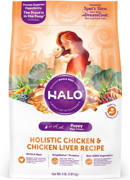 Halo Holistic Chicken & Chicken Liver Puppy Food Recipe Dry Dog Food Bag, 4-lb bag  slide 1 of 11