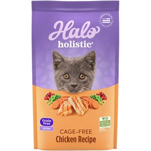 Halo Holistic Kitten Food Grain-Free Cage-Free Chicken Recipe Complete Digestive Health Dry Cat Food, 3-lb bag