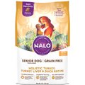 Halo Holistic Grain Free Turkey, Turkey Liver, & Duck Senior Dog Food Recipe Dry Dog Food Bag, 4-lb bag 