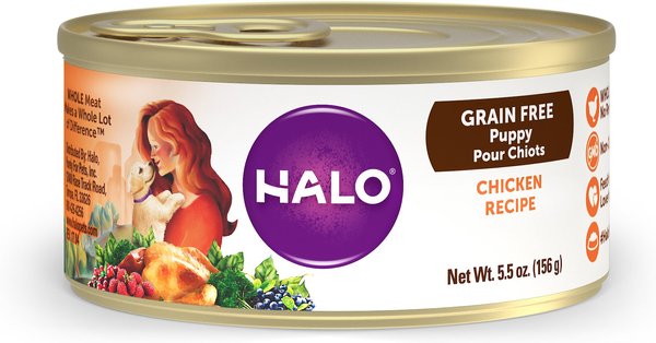 Halo Chicken Recipe Grain-Free Puppy Canned Dog Food, 5.5-oz, case of 12 slide 1 of 7