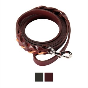 Logical Leather Braided Dog Leash, Brown, 6-ft