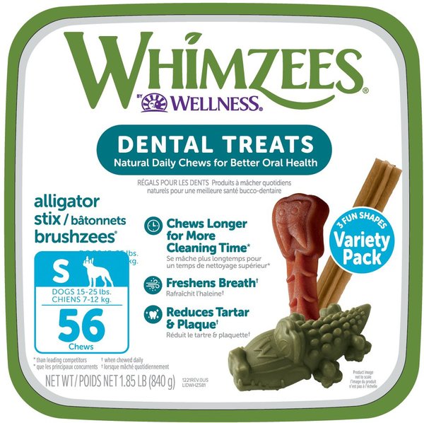 WHIMZEES by Wellness Variety Box Dental Chews Natural Grain-Free Dental Dog Treats, Small, 56 count slide 1 of 11