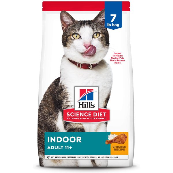 HILL'S SCIENCE DIET Adult 11+ Indoor Age Defying Dry Cat Food, 7-lb bag ...