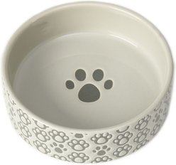 PetRageous Designs Paws Shallow Round Stoneware Dog Bowl, Grey, Small: 1.5 cup slide 2 of 2