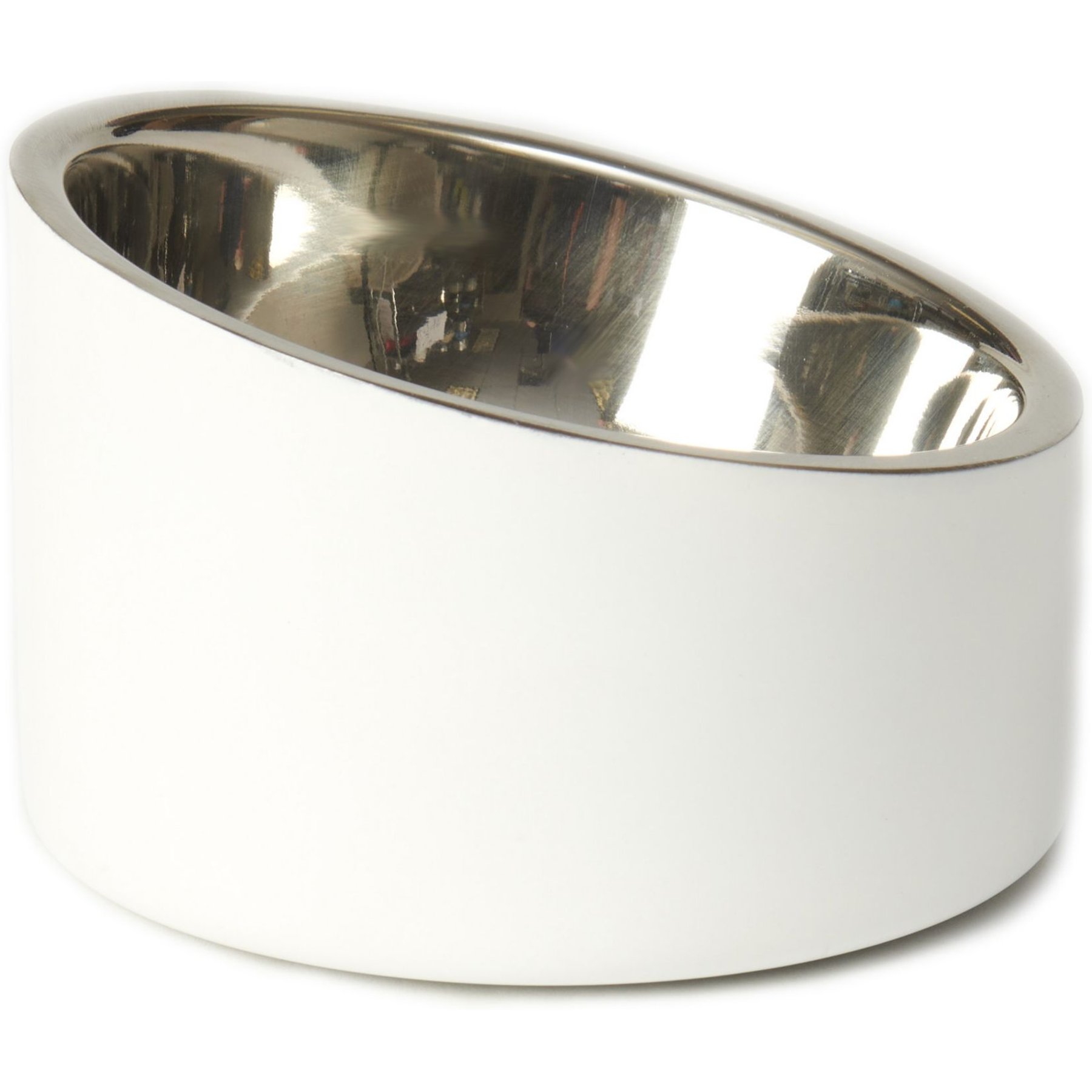 Petrageous 18438 Seychelles Stainless Steel Slanted Double Walled Dog Bowl 4.95 inch Width and 2.95 inch Height 1 Cup Capacity White