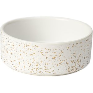 PETRAGEOUS DESIGNS Speckles Round Stoneware Dog Bowl, White, Medium: 3. ...