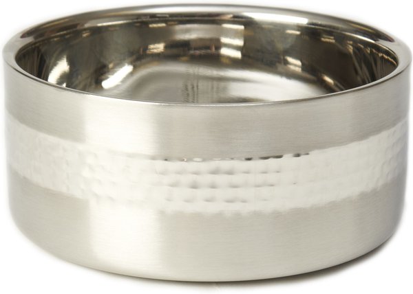PetRageous Designs Sanibel Stainless-Steel Hammered Double Walled Dog Bowl