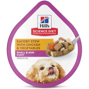 Hill's Science Diet Puppy Small & Mini Savory Stew Chicken & Vegetable Wet Dog Food Trays, 3.5-oz, case of 12