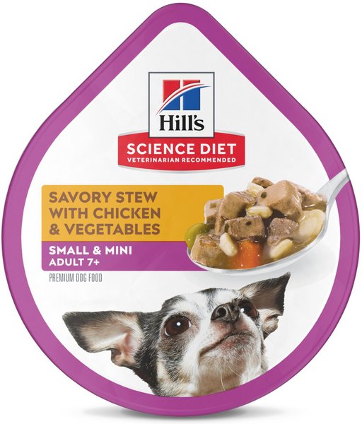Hill's Science Diet Adult 7+ Small & Mini Savory Chicken & Vegetable Stew Dog Food Trays, 3.5-oz, case of 12 slide 1 of 9