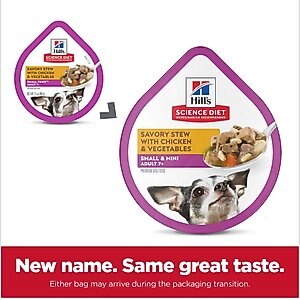 Hill's Science Diet Adult 7+ Small & Mini Savory Chicken & Vegetable Stew Dog Food Trays, 3.5-oz, case of 12