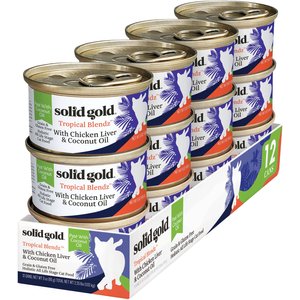 Solid Gold Tropical Blendz with Chicken Liver & Coconut Oil Pate Grain-Free Canned Cat Food, 3-oz, case of 12