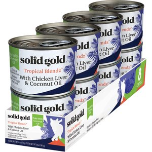 Solid Gold Tropical Blendz with Chicken Liver & Coconut Oil Pate Grain-Free Canned Cat Food, 6-oz, case of 8