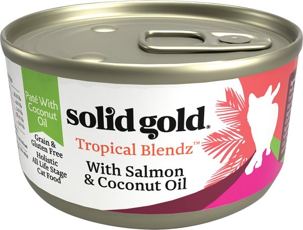Solid Gold Tropical Blendz with Salmon & Coconut Oil Pate Grain-Free Canned Cat Food, 6-oz, case of 8 slide 1 of 6