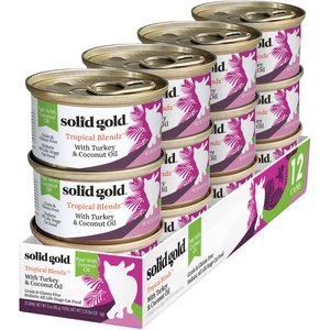 Solid Gold Tropical Blendz with Turkey & Coconut Oil Pate Grain-Free Canned Cat Food, 3-oz, case of 12