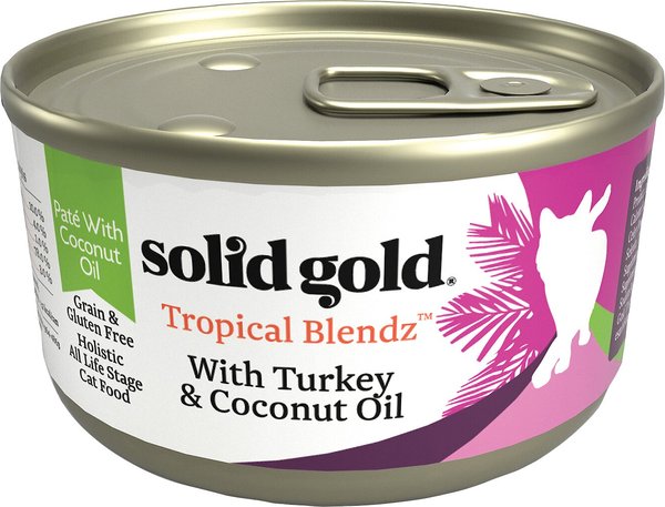 Solid Gold Tropical Blendz with Turkey & Coconut Oil Pate Grain-Free Canned Cat Food, 6-oz, case of 8 slide 1 of 7