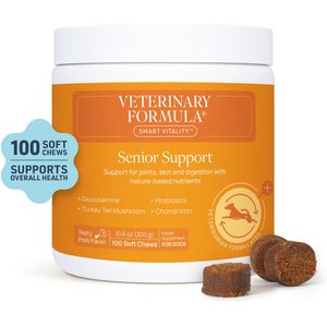 Veterinary Formula Smart Vitality Senior Support Pork Flavored Soft Chew Supplement for Senior Dogs