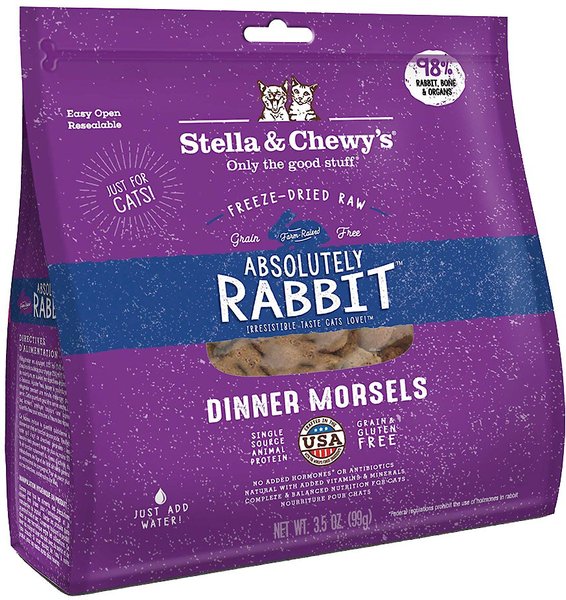 Stella & Chewy's Absolutely Rabbit Dinner Morsels Freeze-Dried Raw Cat Food, 3.5-oz bag slide 1 of 8